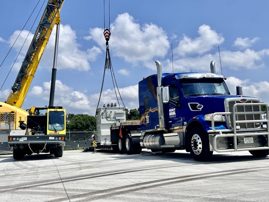 Heavy haul semi truck delivering industrial equipment